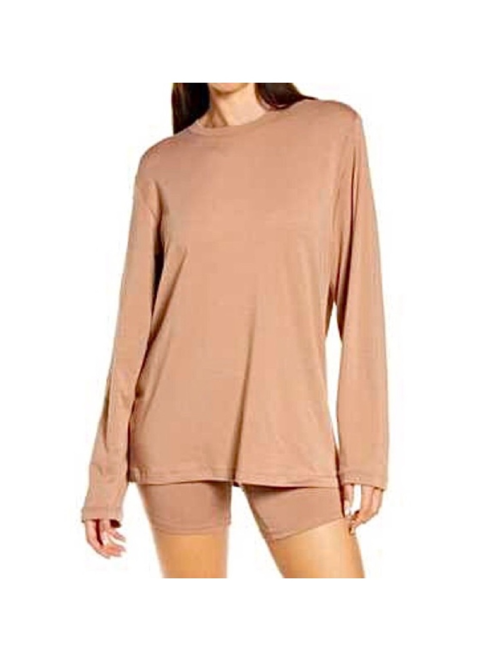 SKIMS The Boyfriend Long Sleeve T-Shirt Oversized Beige Large